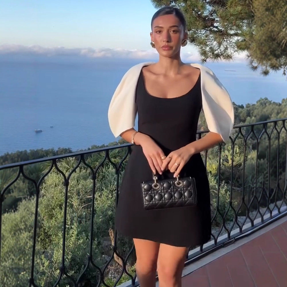 Dame Elegant kjole med skulderfri design og voluminøse ærmer Stilla