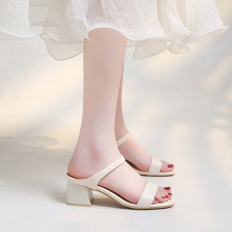 Dame Elegant Blokhæl Sandaletter med brede Remme og komfortabel Sål Stilla