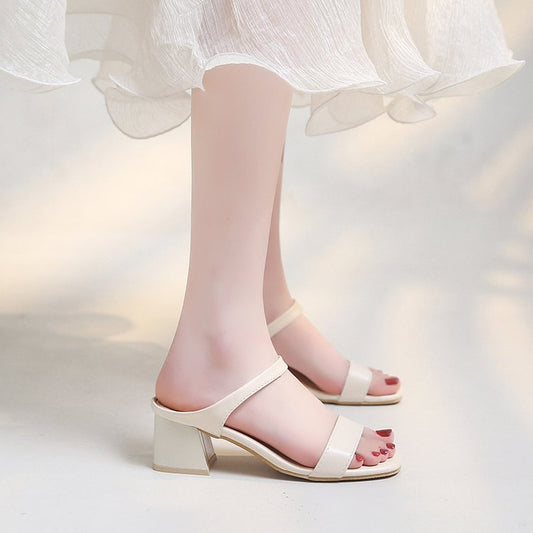 Dame Elegant Blokhæl Sandaletter med brede Remme og komfortabel Sål Stilla