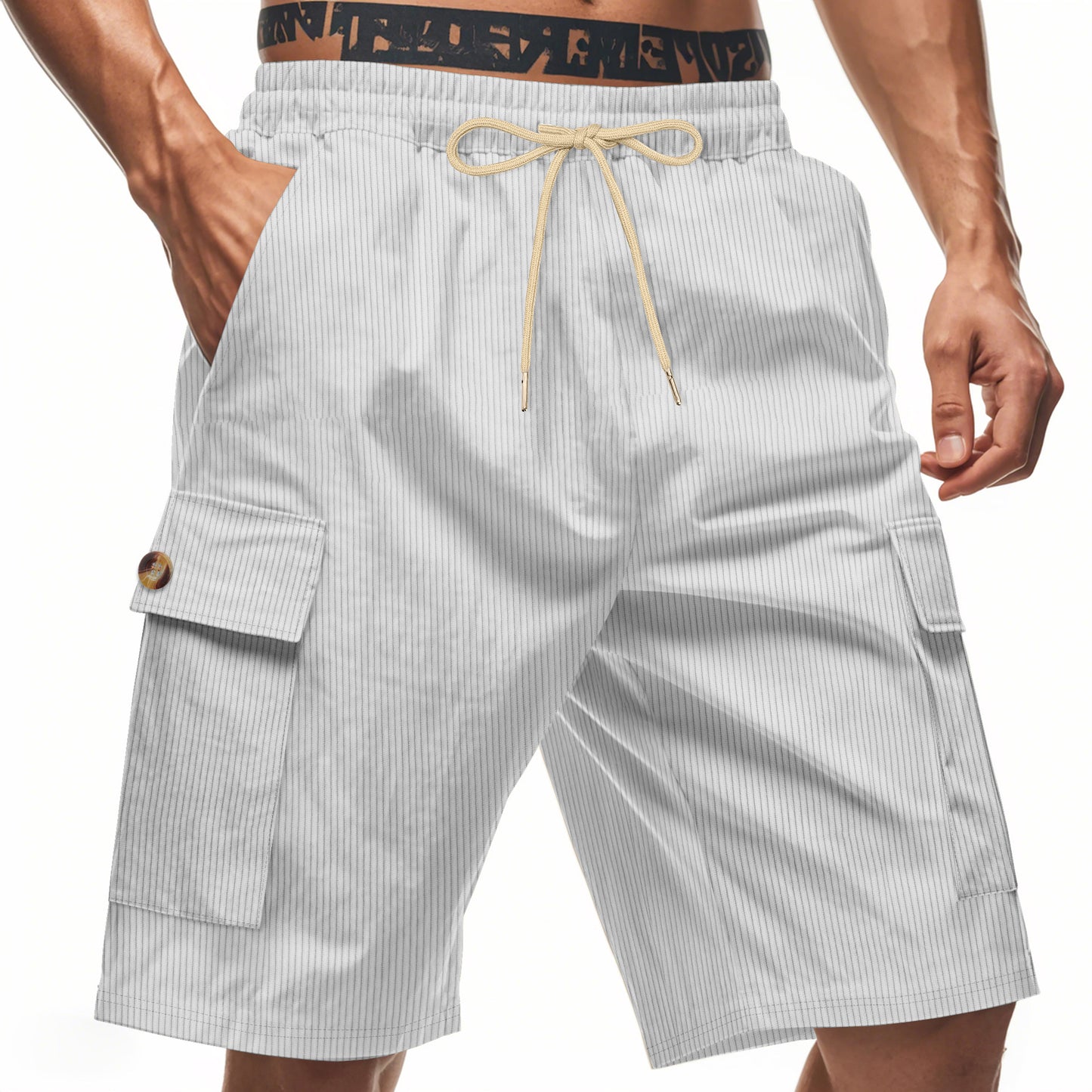 Herre Cargo-Shorts med elegante striber og praktiske sidelommer Stilla