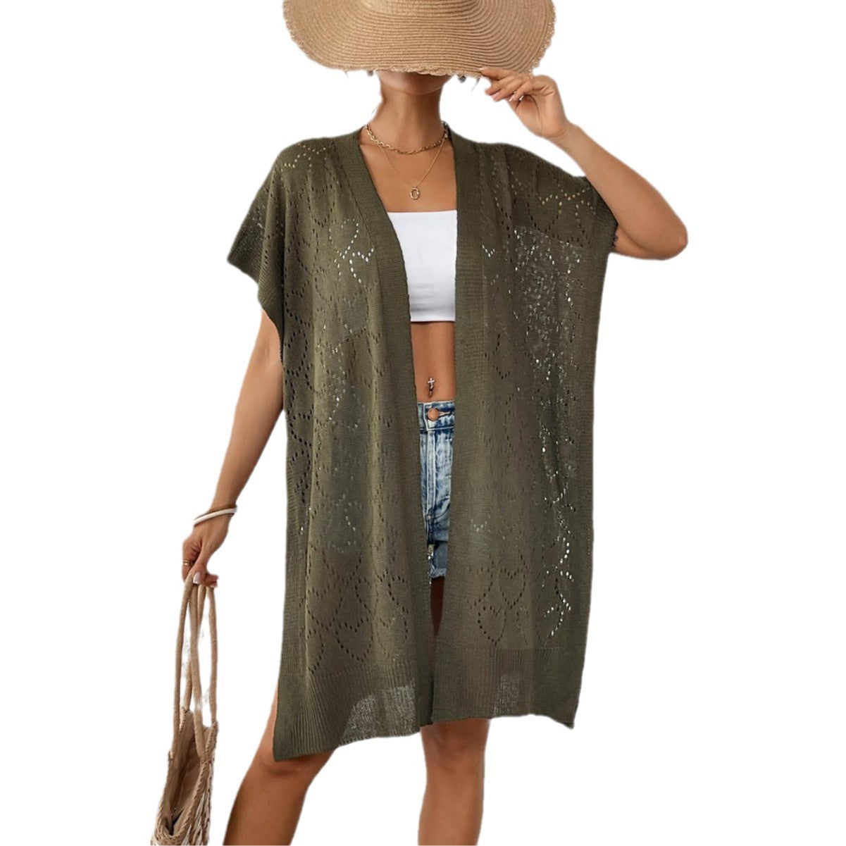 Dame Åben Væv Strikjakke Stilla