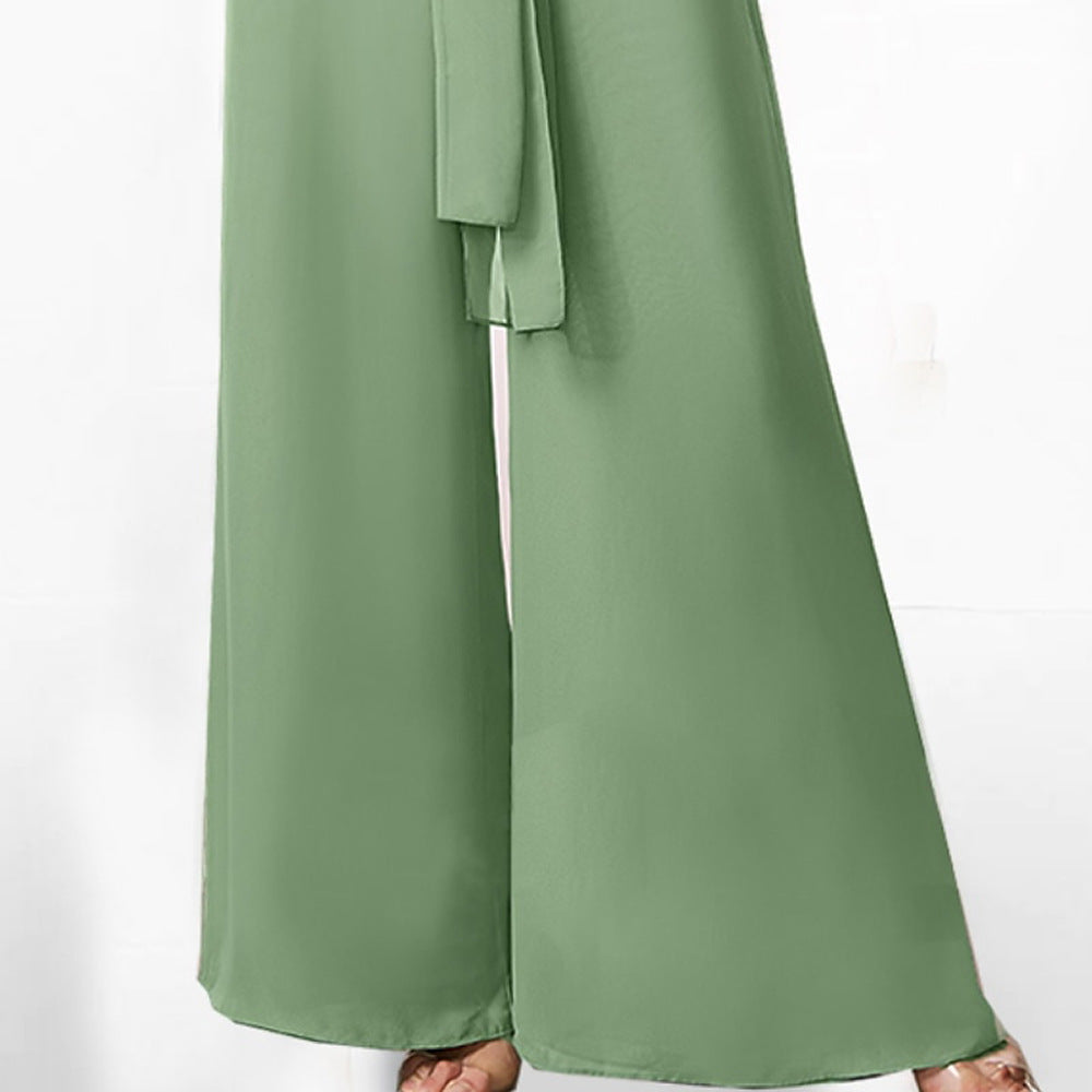 Dame Elegant Jumpsuit med bred ben og taljebælte Stilla