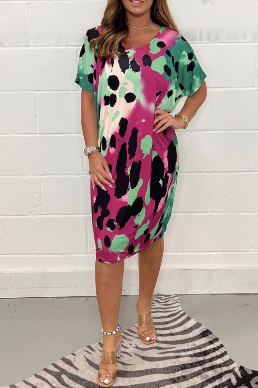 Dame Elegant Jersey-kjole med moderigtigt mønster og afslappet snit Stilla