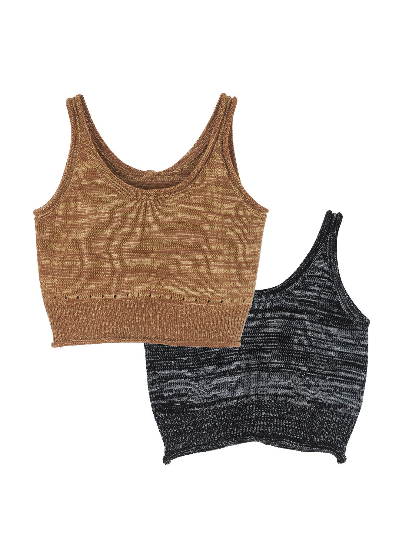 Dame cropped strikoverdel med fint strukturmønster og bred kant Stilla