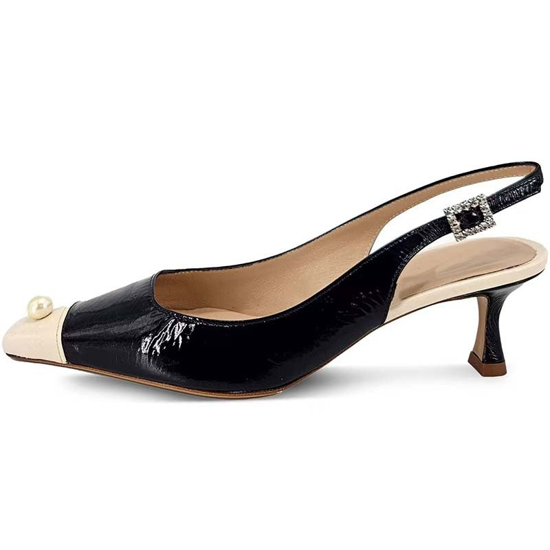 Femme Slingback Kitten Heel Pumps med perleaccenter Stilla