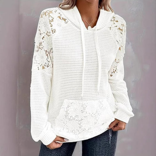 Dame afslappet hoodie med spids accenter Stilla