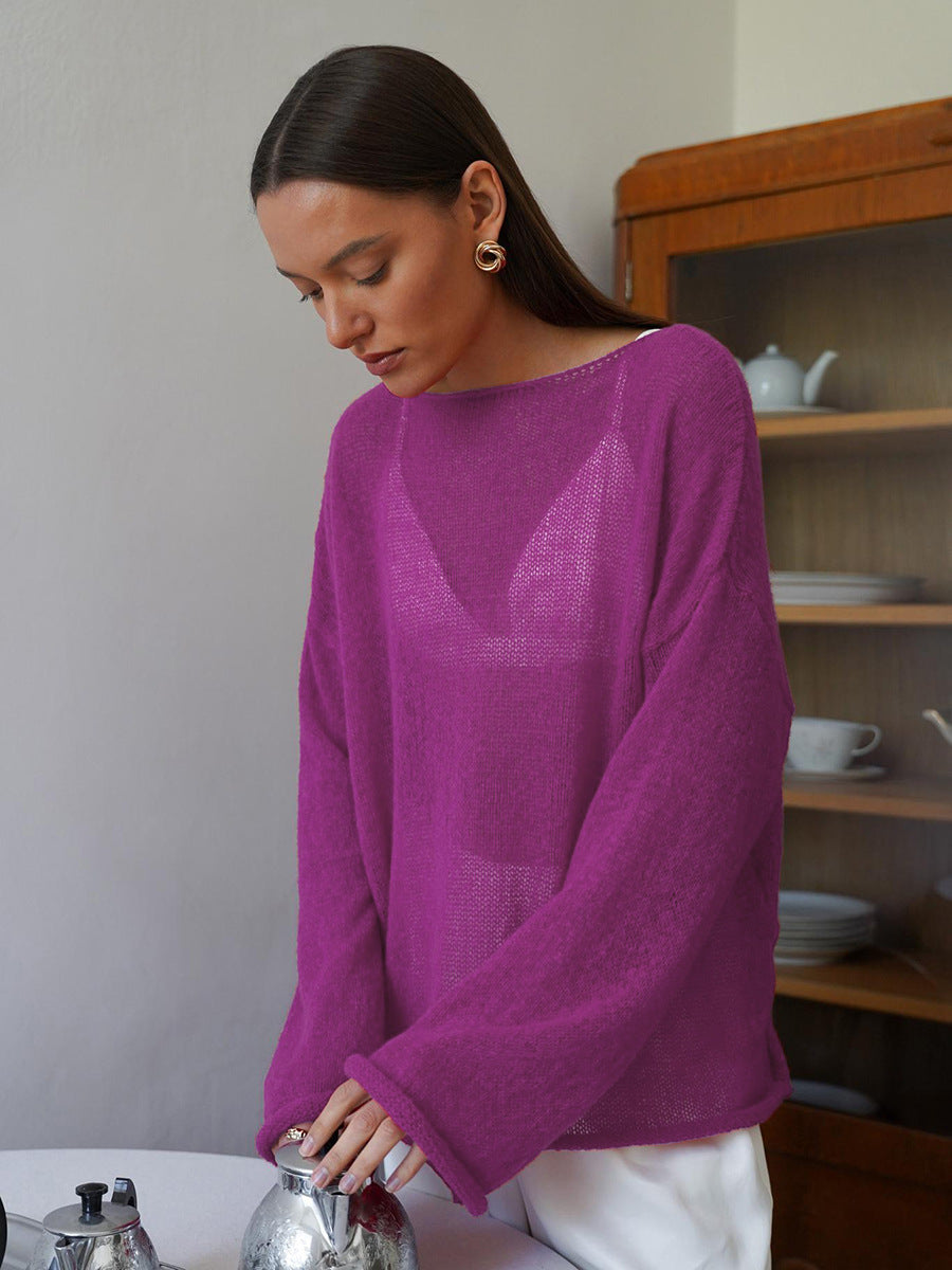Dame afslappet longsleeve pullover i fin strik kvalitet Stilla