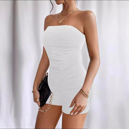 Dame ærmeløs jumpsuit med rynket design Stilla