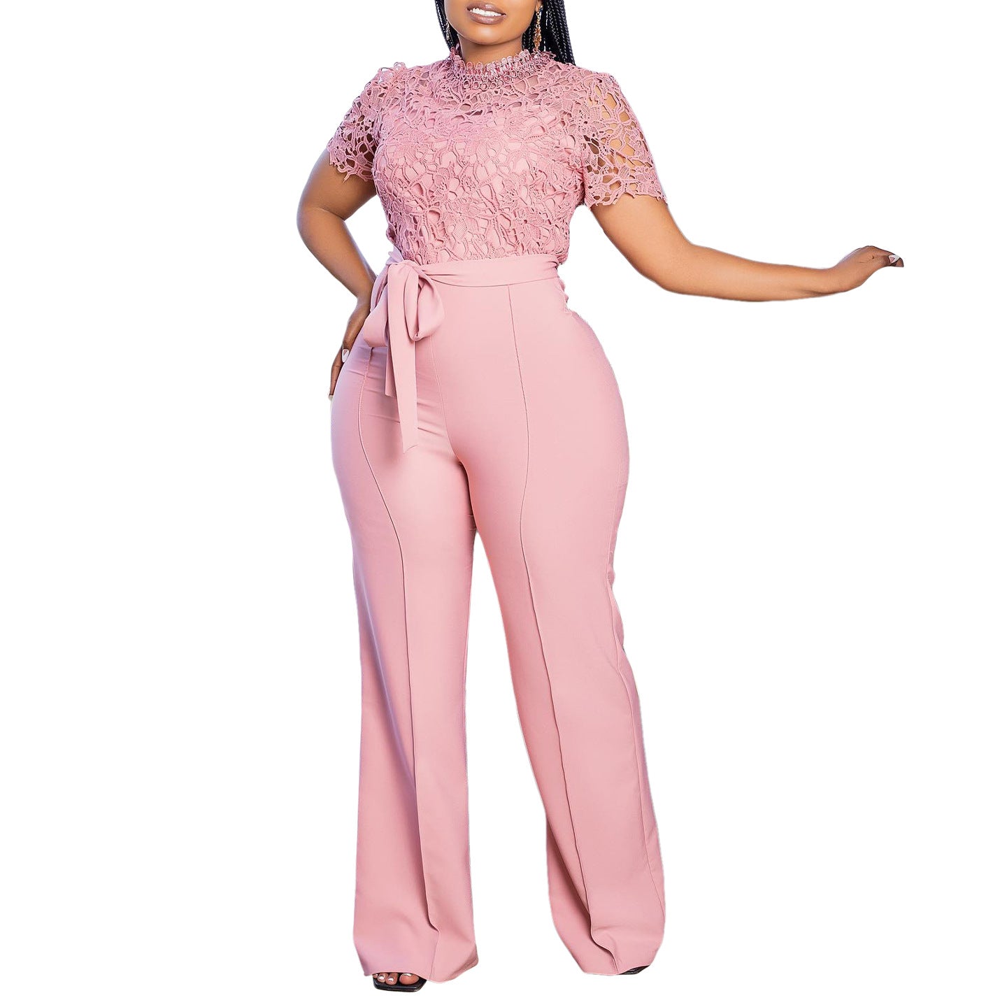 Dame Elegant Jumpsuit med raffineret spids top og vide ben Stilla