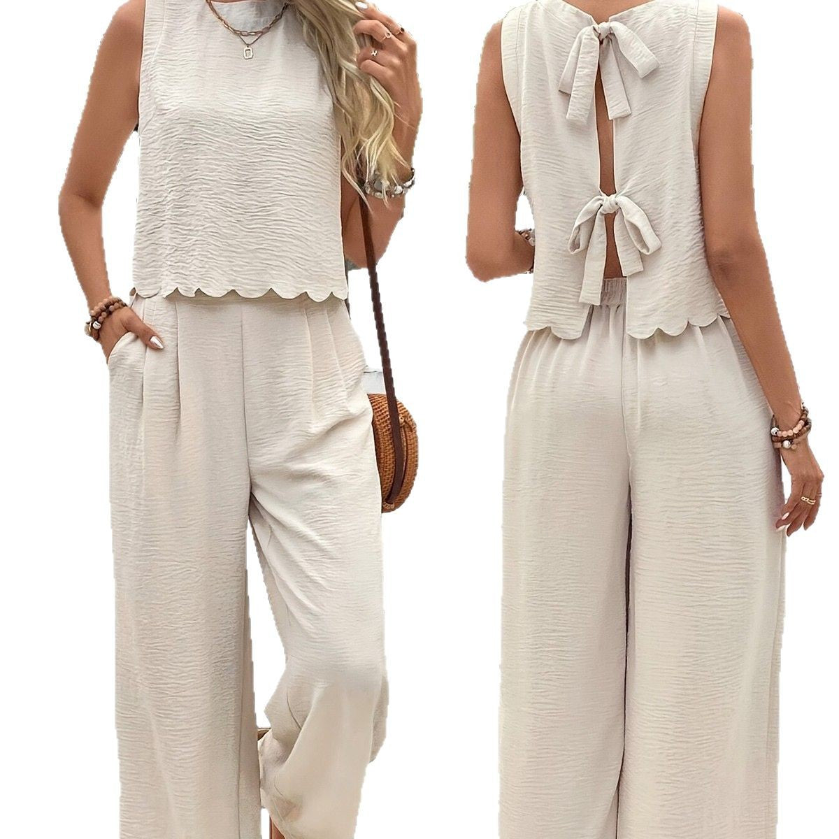 Dame jumpsuit med elegant bælte og bredt ben Stilla