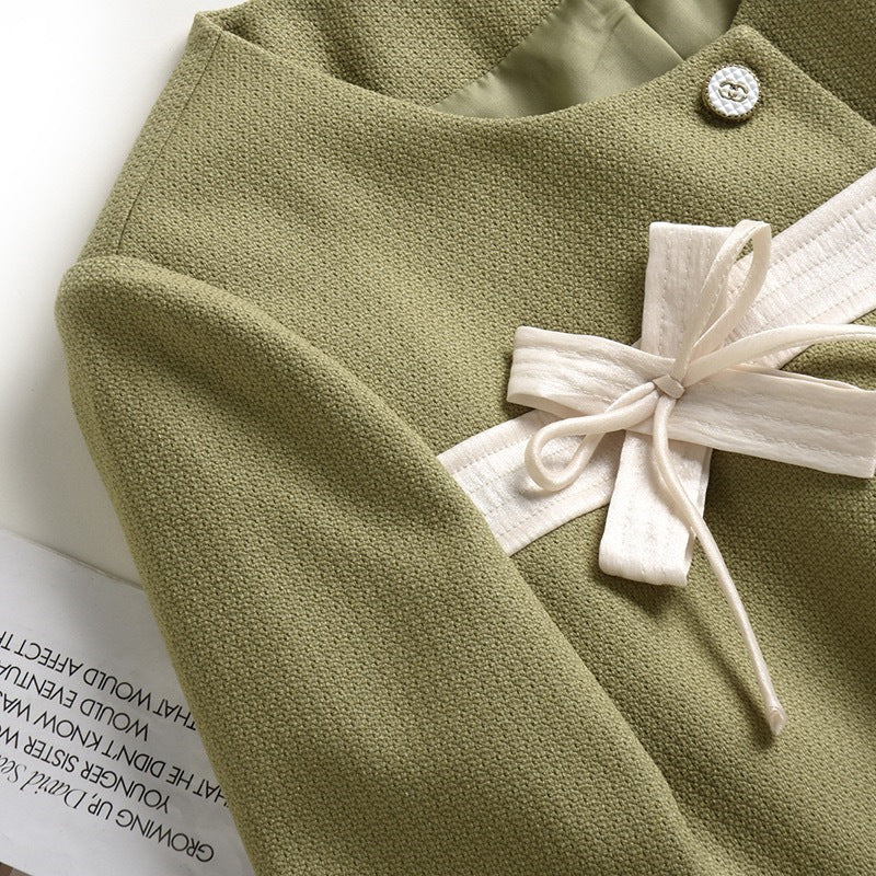 Dame Elegant Blazerjakke med trendy talje bælte og diskret sløjfeapplikation Stilla