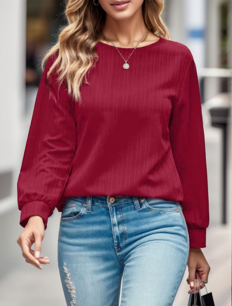 Dame afslappet bluse med fint stribemønster og vide ærmer Stilla