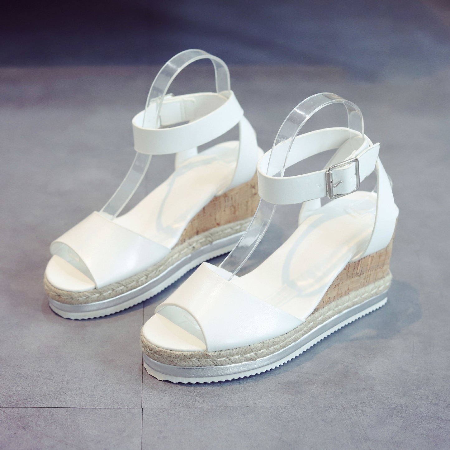 Dame Espadrilles med komfortabel korkhæl Stilla
