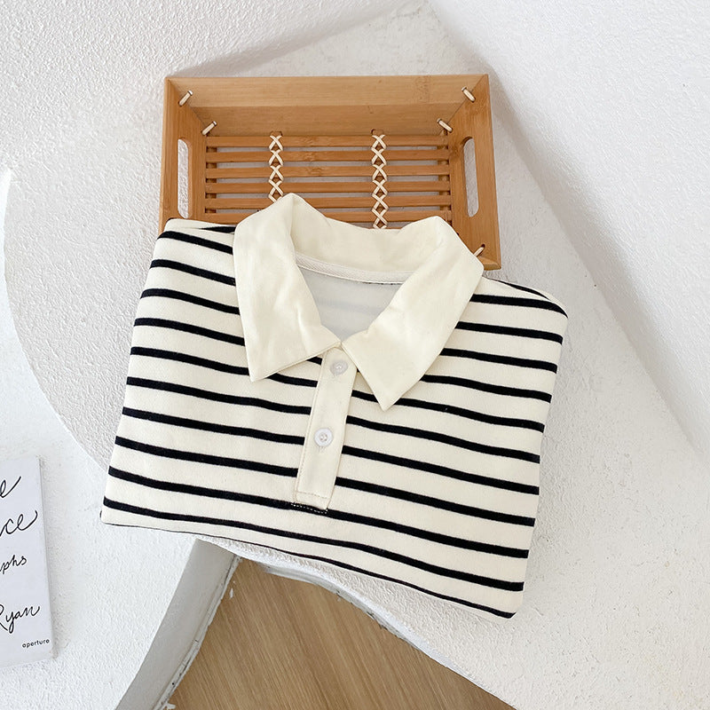Børn Stilfuld Stribet Polo Sweatshirt Stilla
