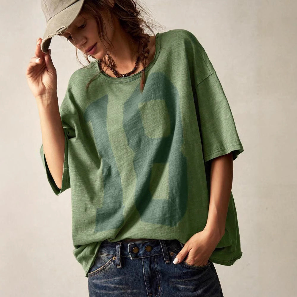 Dame afslappet oversized T-shirt lavet af åndbart materiale Stilla