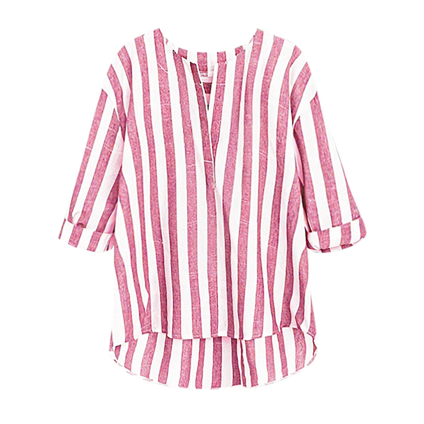 Dame afslappet linnedbluse med stribemønster og 3/4-ærmer Stilla