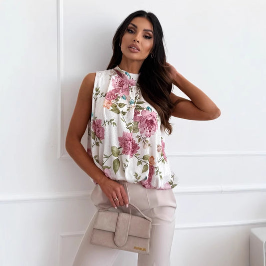 Dame Elegant Bluse med blomstret design og bred pasform Stilla