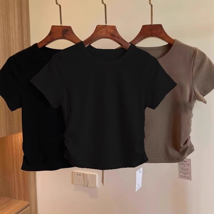 Dame Kortærmet Rynkning Side T-shirt Stilla