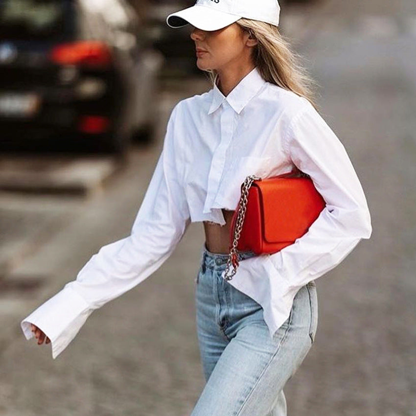 Dame Cropped Skjorte med voluminøse ærmer og moderne snit Stilla