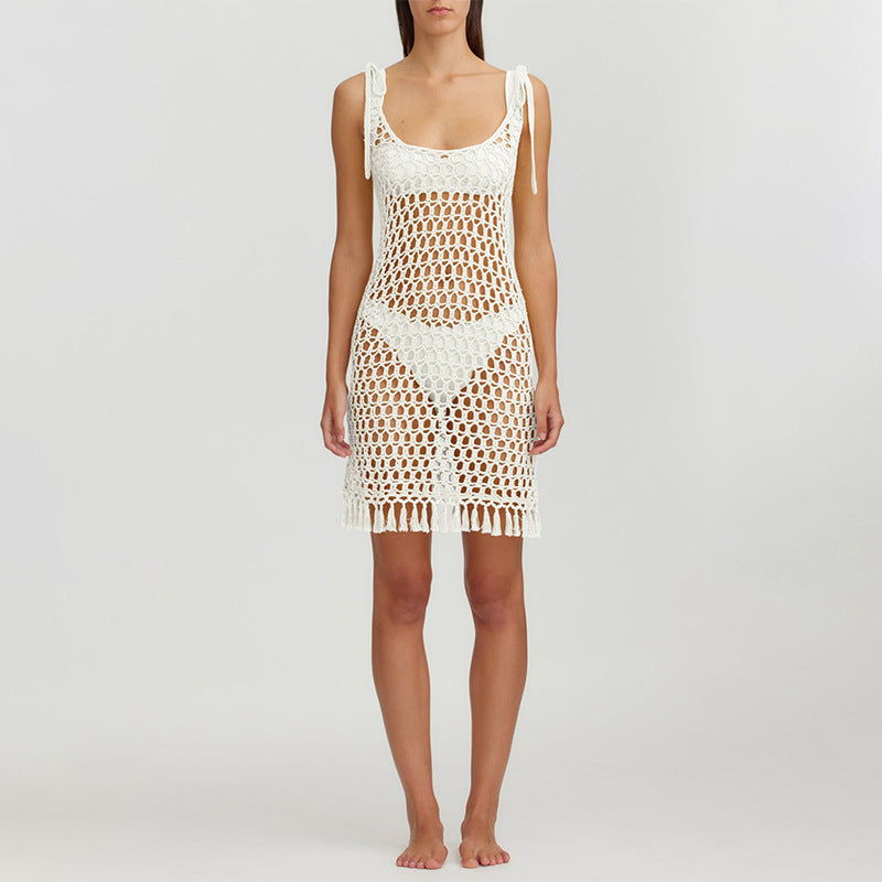 Dame Elegant hæklede strandkjole med frynser Stilla