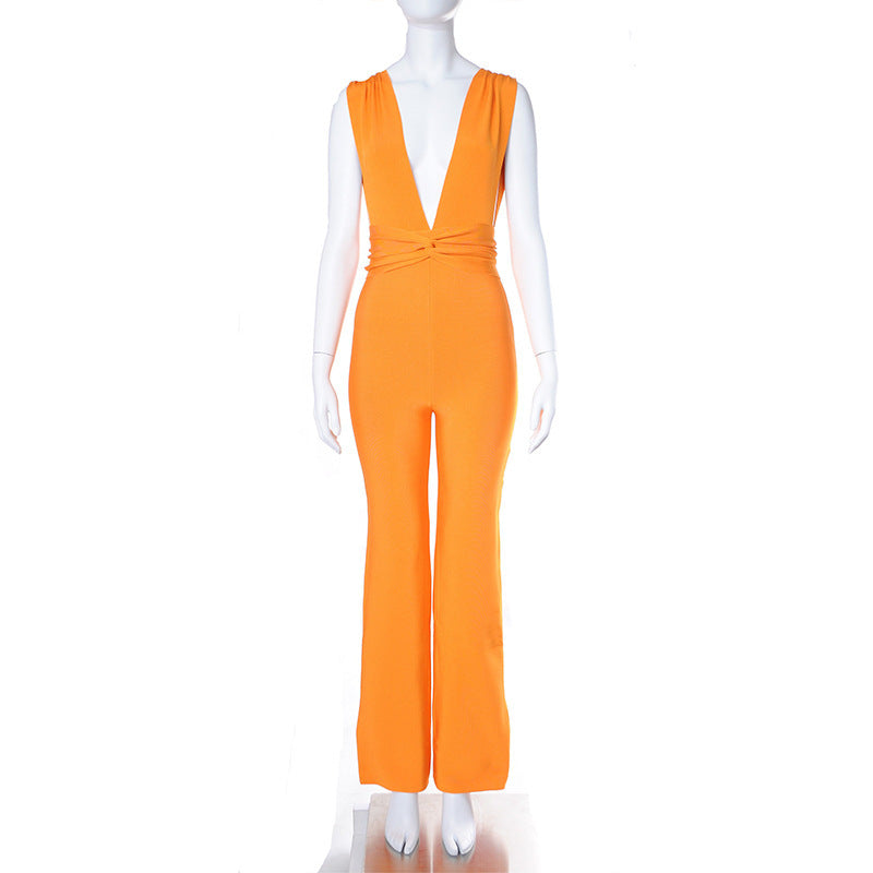 Dame jumpsuit med dyb V-udskæring og smal pasform Stilla
