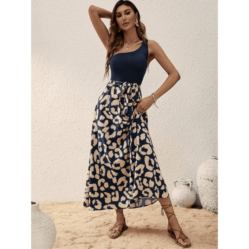 Dame Elegant En-Skulder Maxi Kjole Stilla