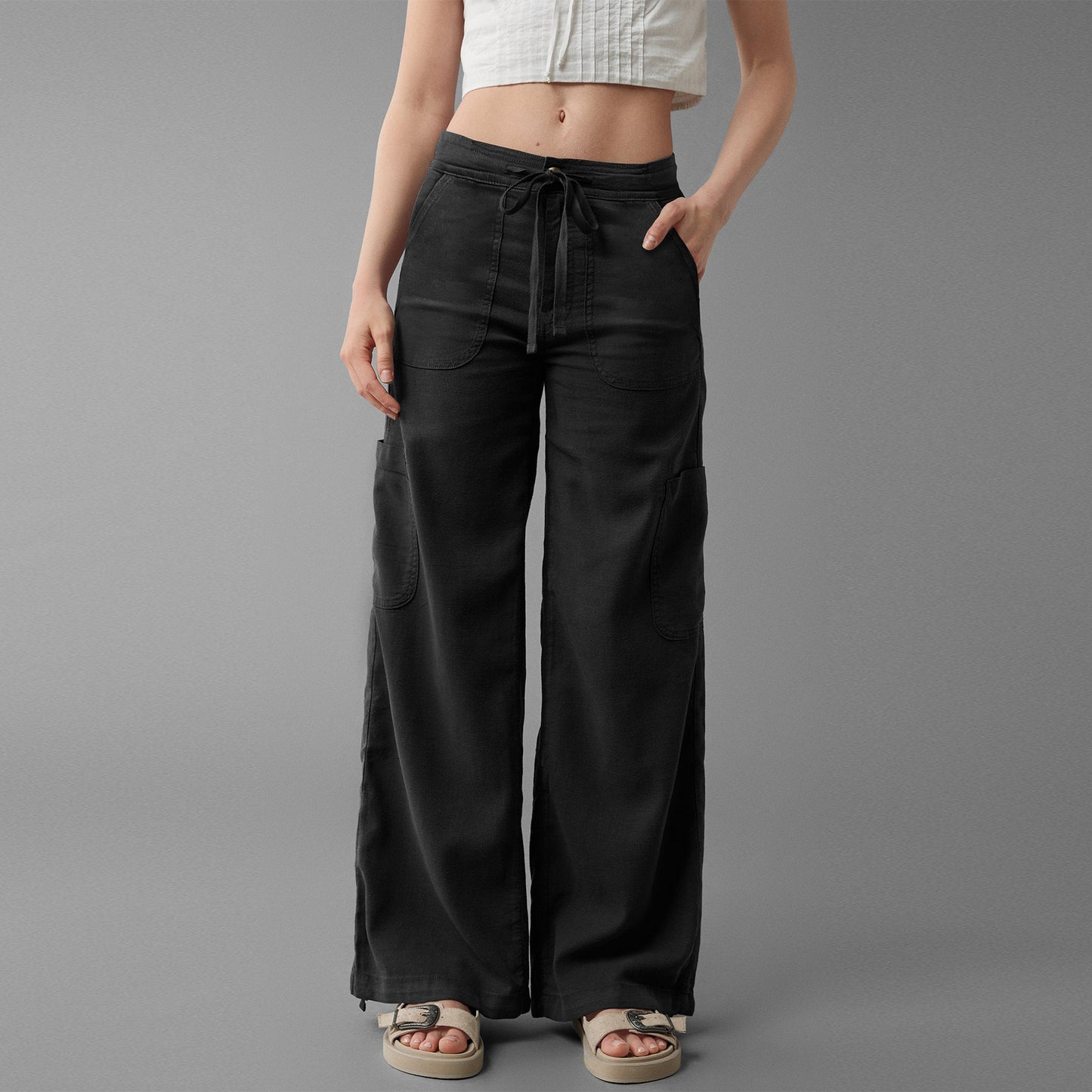Dame afslappet Cargo-bukser med elastisk talje og praktiske sidelommer Stilla