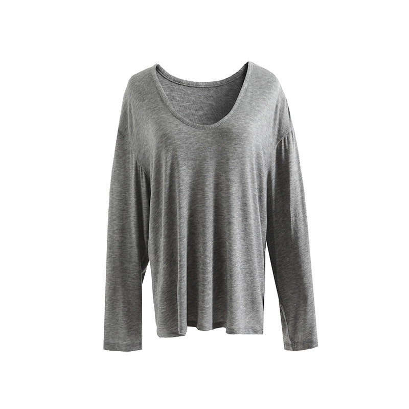 Dame afslappet longsleeve shirt med bred snit og blødt materiale Stilla