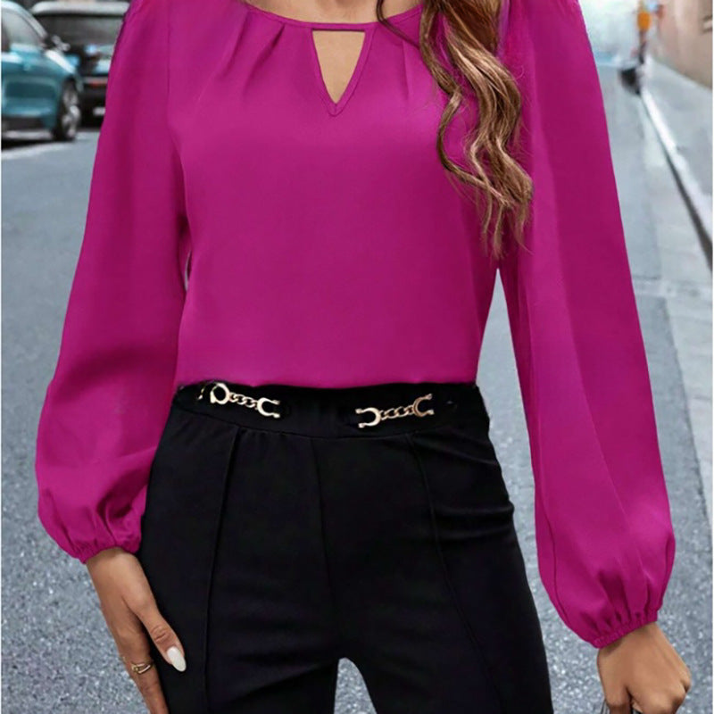 Dame Elegant bluse top med puffærmer Stilla