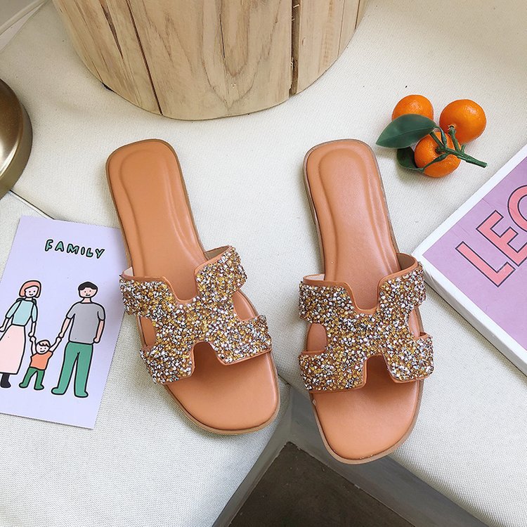Dame Glamourøse Strand-sandaler med glitrende applikationer Stilla