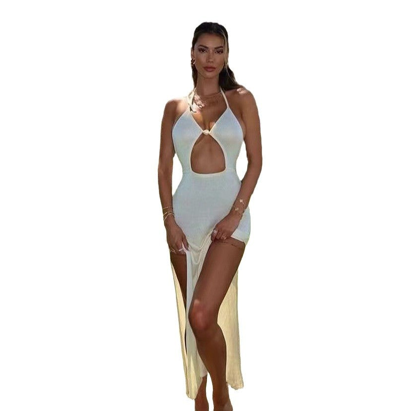 Dame Cut-Out strandkjole i Boho-stil med bindebånd Stilla