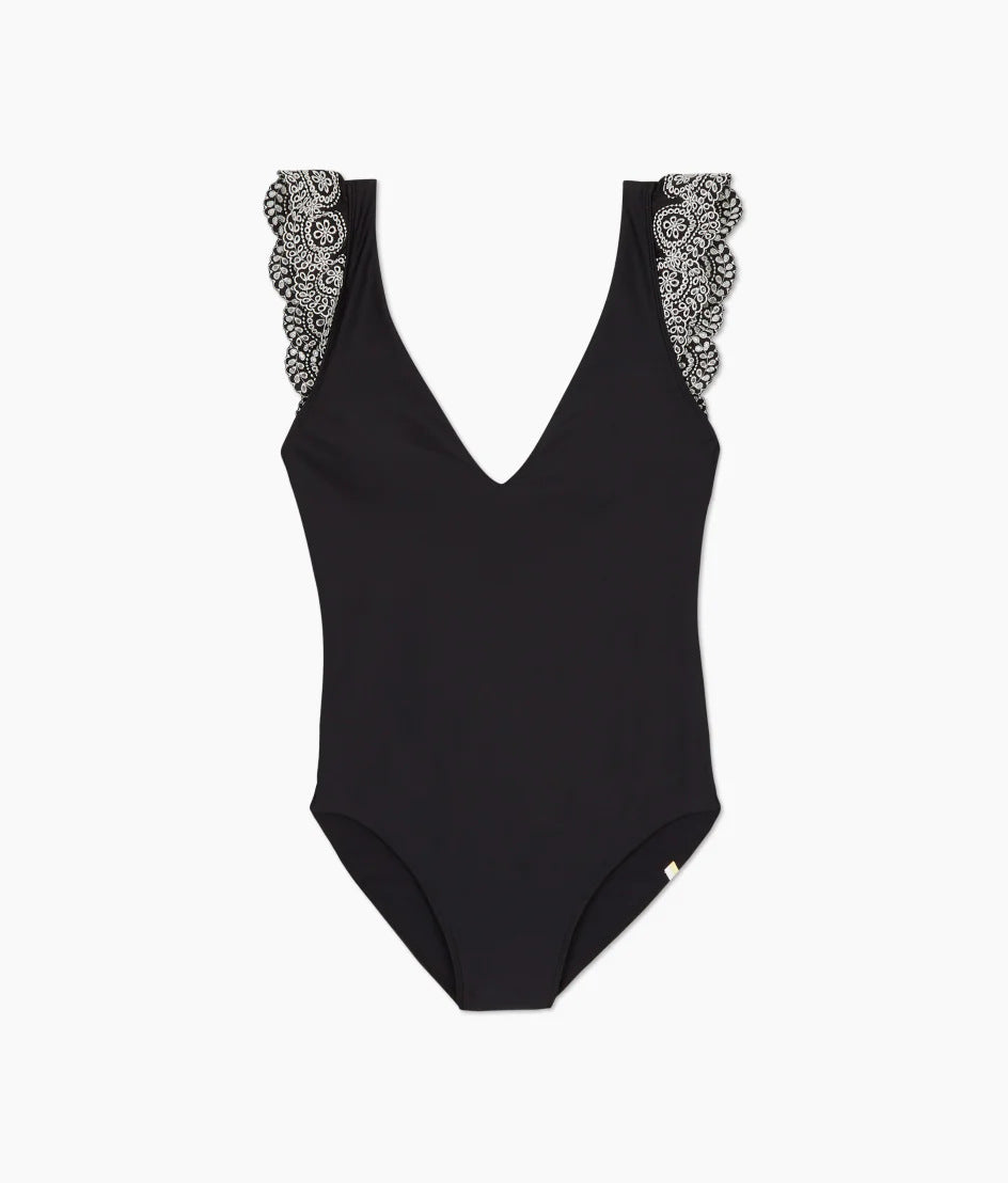 Dame Elegant Enkelt Badeanstøj med Spidsærmer Stilla