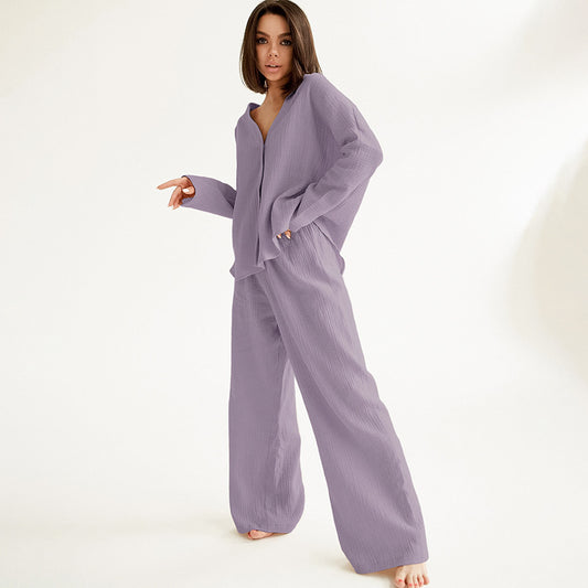 Dame afslappende Lounge-sæt lavet af struktureret materiale med løs pasform Stilla