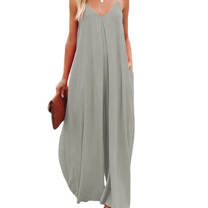 Dame Luftig Maxi-Jumpsuit med Spaghetti-stropper og sidelommer Stilla
