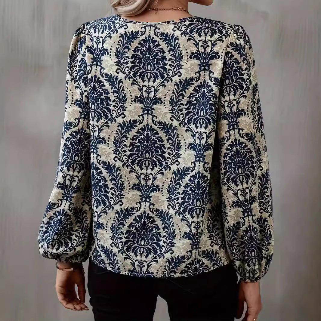 Dame elegant bluse med V-udskæring Stilla