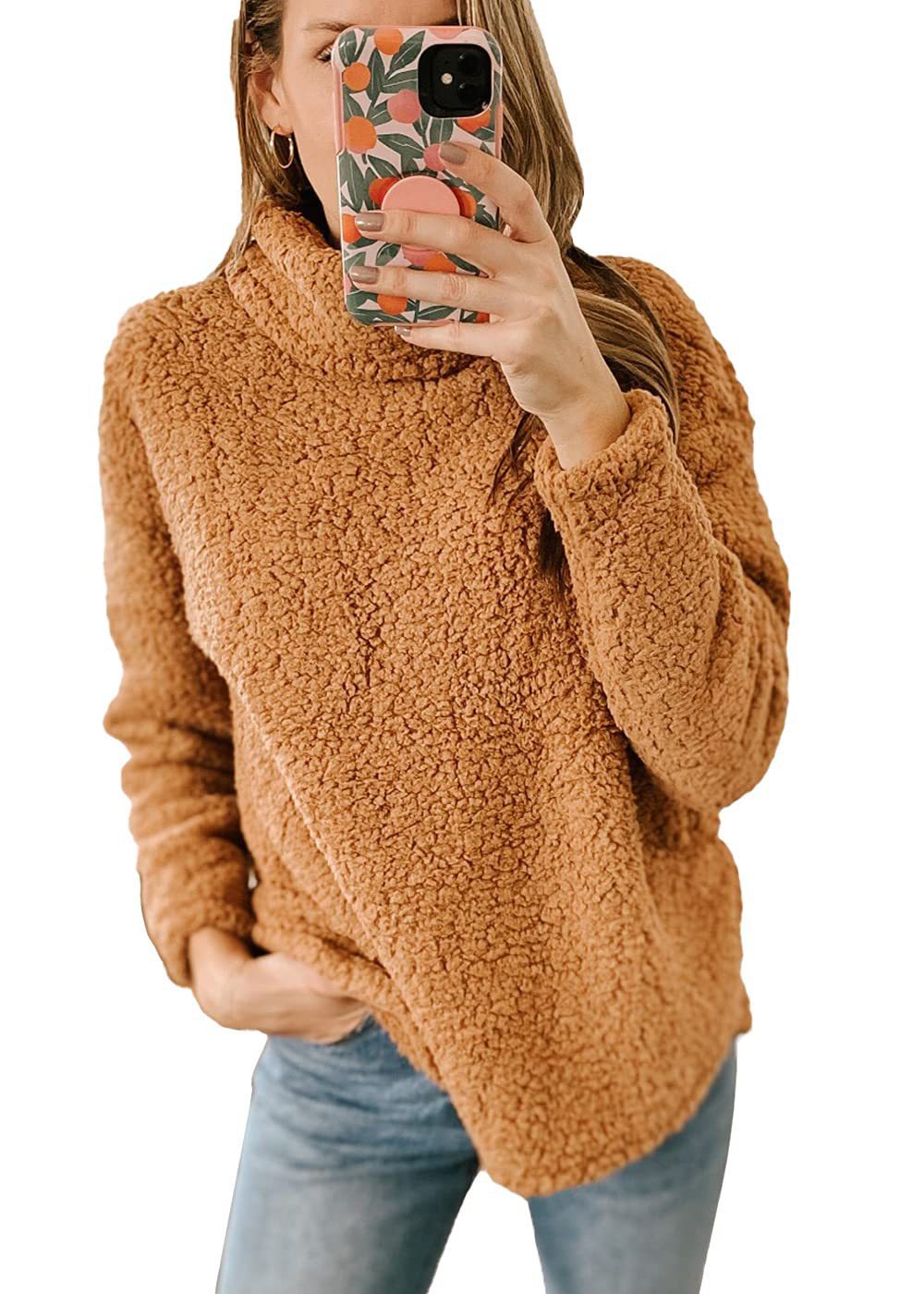 Dame hyggelig sweater i oversized stil med høj krave og blødt overmateriale Stilla
