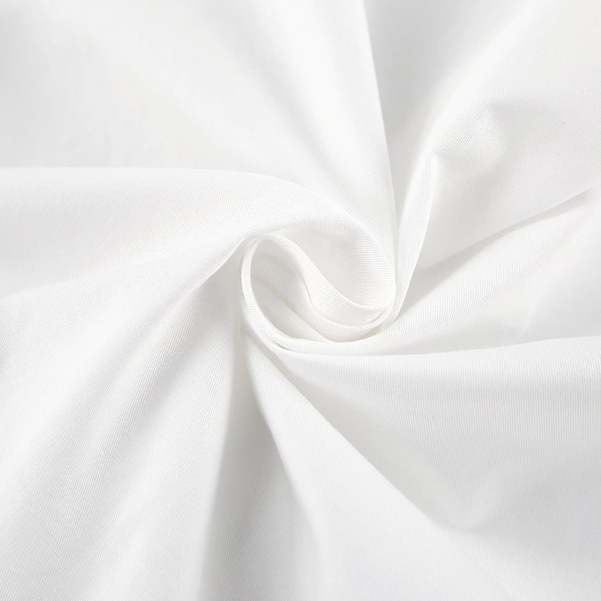 Dame cropped bluse med voluminøse ærmer og moderne krave Stilla