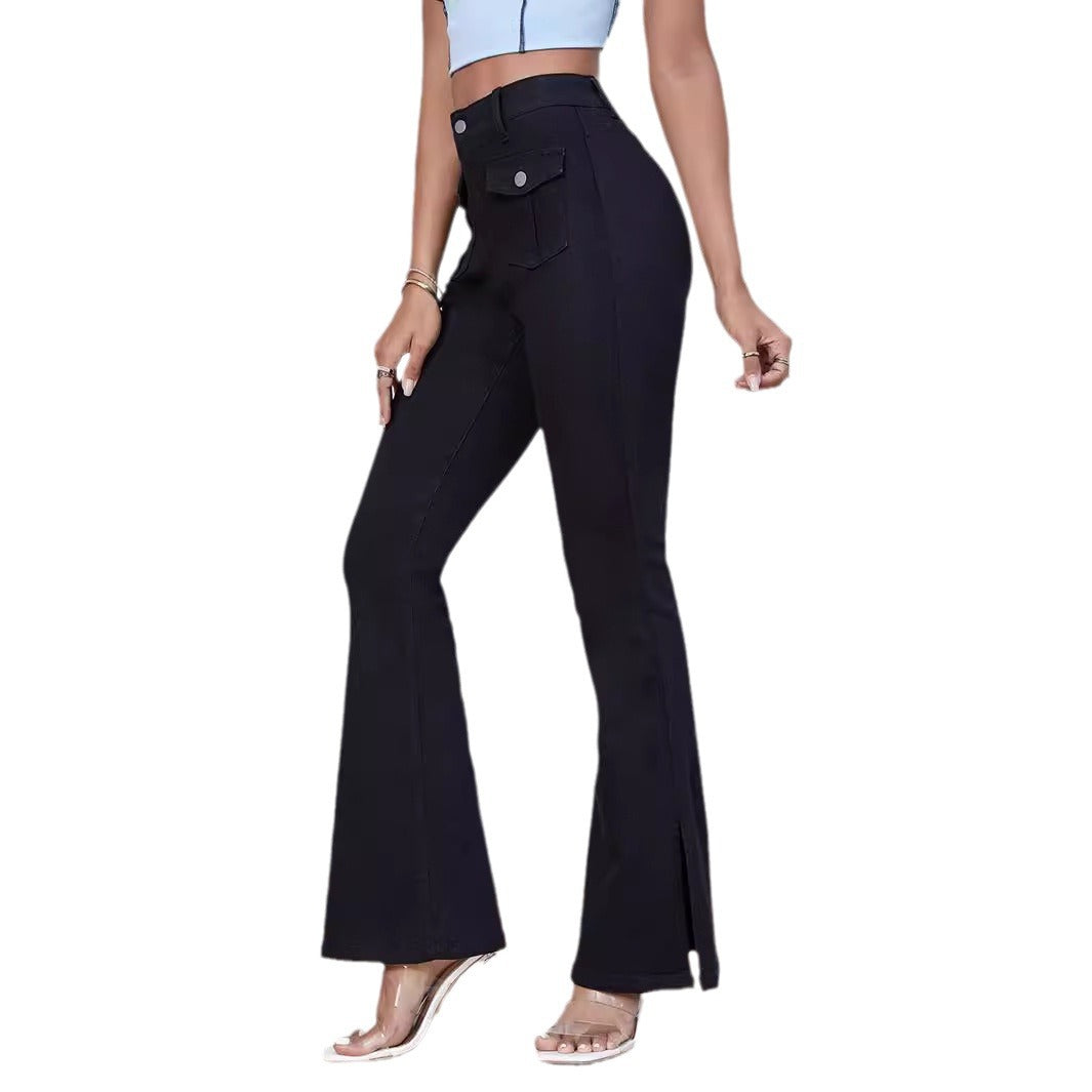 Dame afslappet Bootcut Jeans med sidelommer og praktiske lommer Stilla