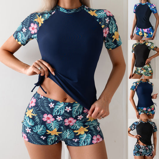 Dame UV-beskyttelse badetøj sæt med blomsterdesign og sporty pasform Stilla