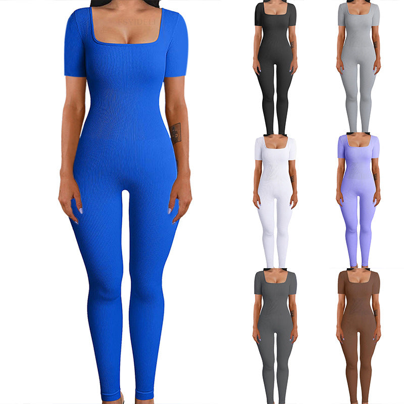 Dame Figurformet Jumpsuit med firkantet udskæring og kort ærme Stilla