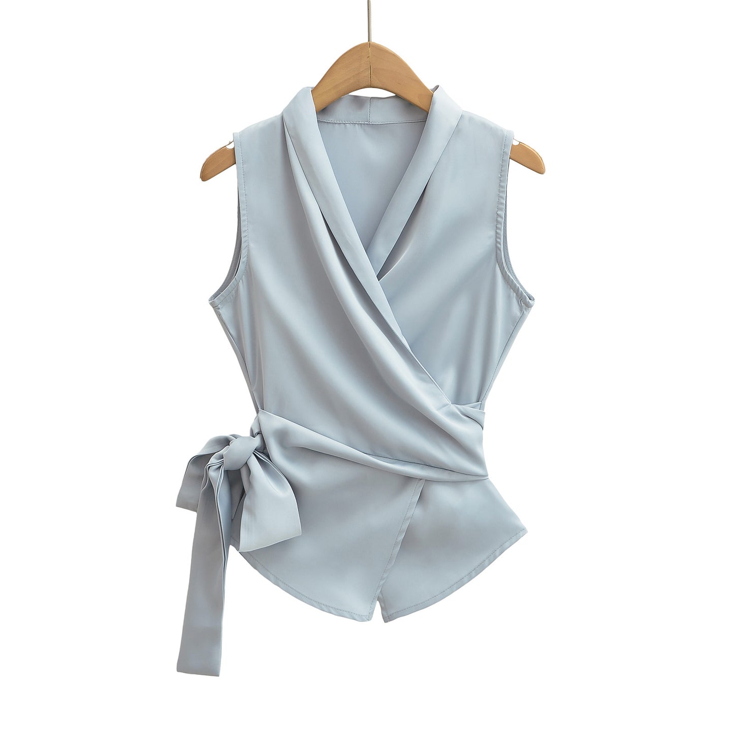 Dame elegant indpakningsoverdel med moderne knude og flatterende snit Stilla