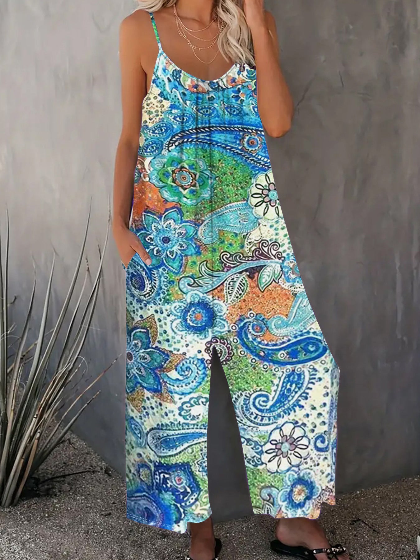 Femme Stilfuldt Bohemian Maxi Jumpsuit Stilla