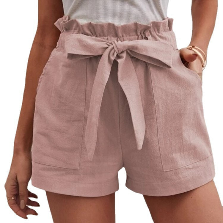 Dame højtaljede shorts med bundet detalje Stilla