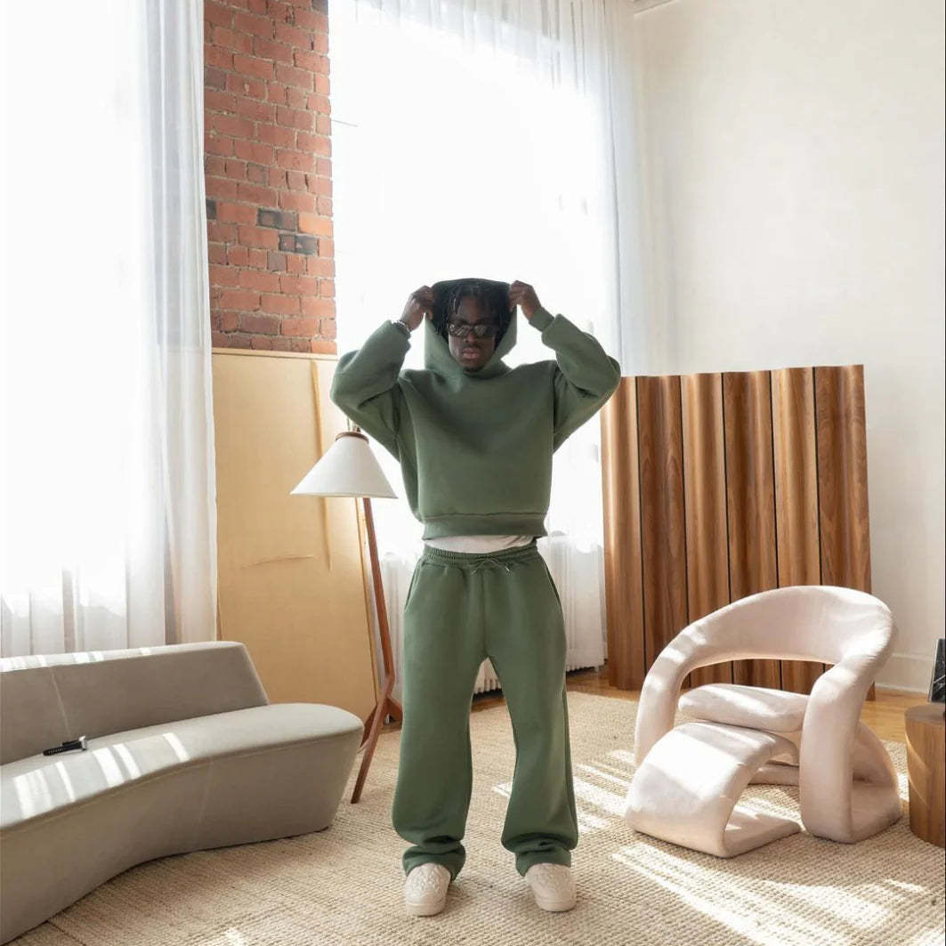 Herre Oversized Hoodie-sæt med moderne design og komfortabel pasform Stilla