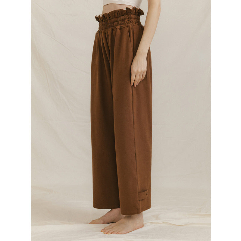Dame bred chinos med elastisk talje og mode detaljer Stilla