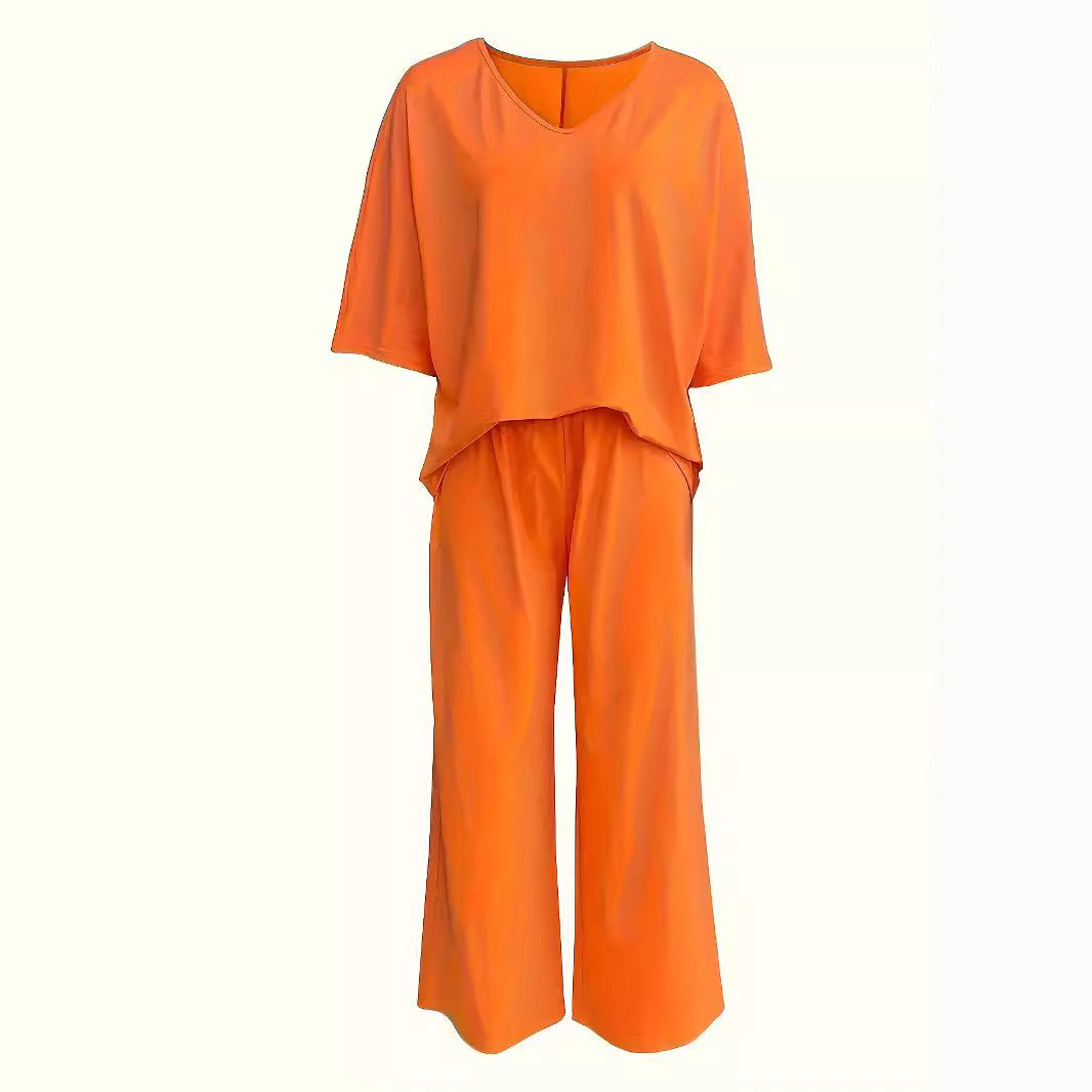 Dame afslappet og luftig to-delt sæt med vidde ben Stilla