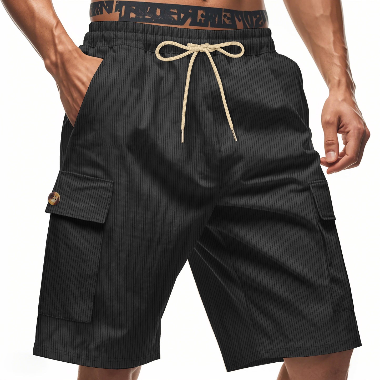 Herre Cargo-Shorts med elegante striber og praktiske sidelommer Stilla