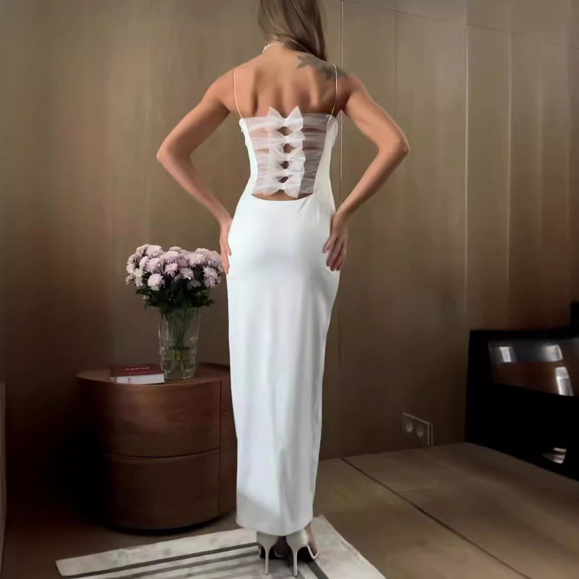 Dame Elegant aftenkjole med blomsterdesign og split Stilla