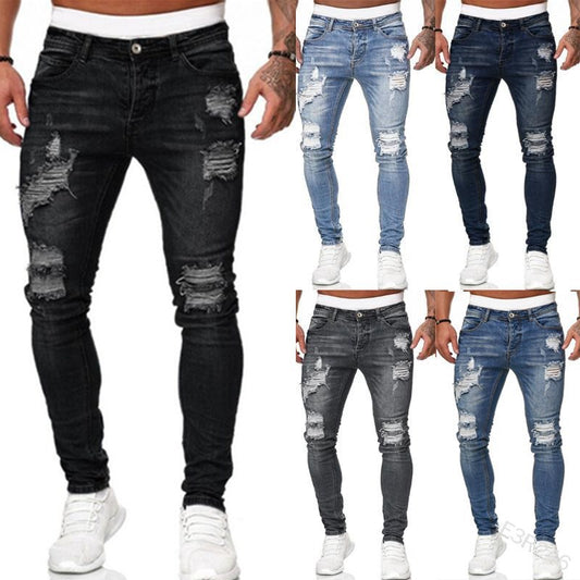 Herren Ripped Skinny Jeans i moderne Used-Look Stilla