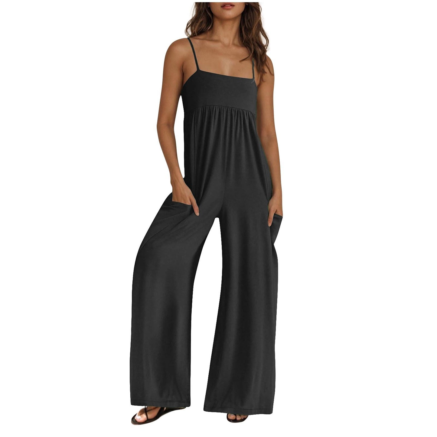Dame elegant Jumpsuit med bred ben og praktiske lommer Stilla